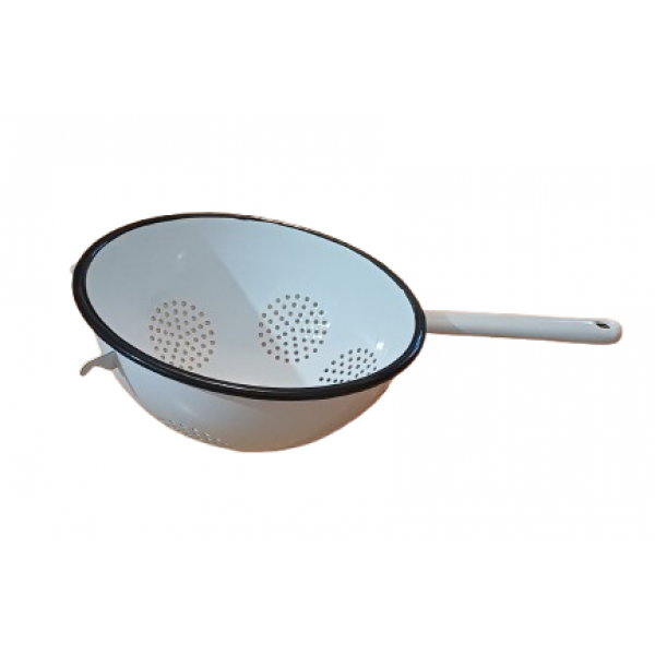 Emajlirano cjedilo s ručkom – 24 cm (Bijelo)